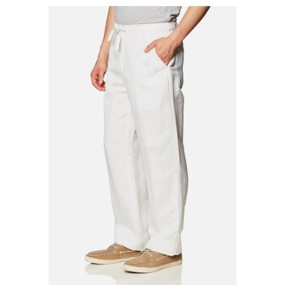 New NWT Cubavera White Linen Blend Wide Leg Pants Size XL In Bright White - Picture 1 of 12